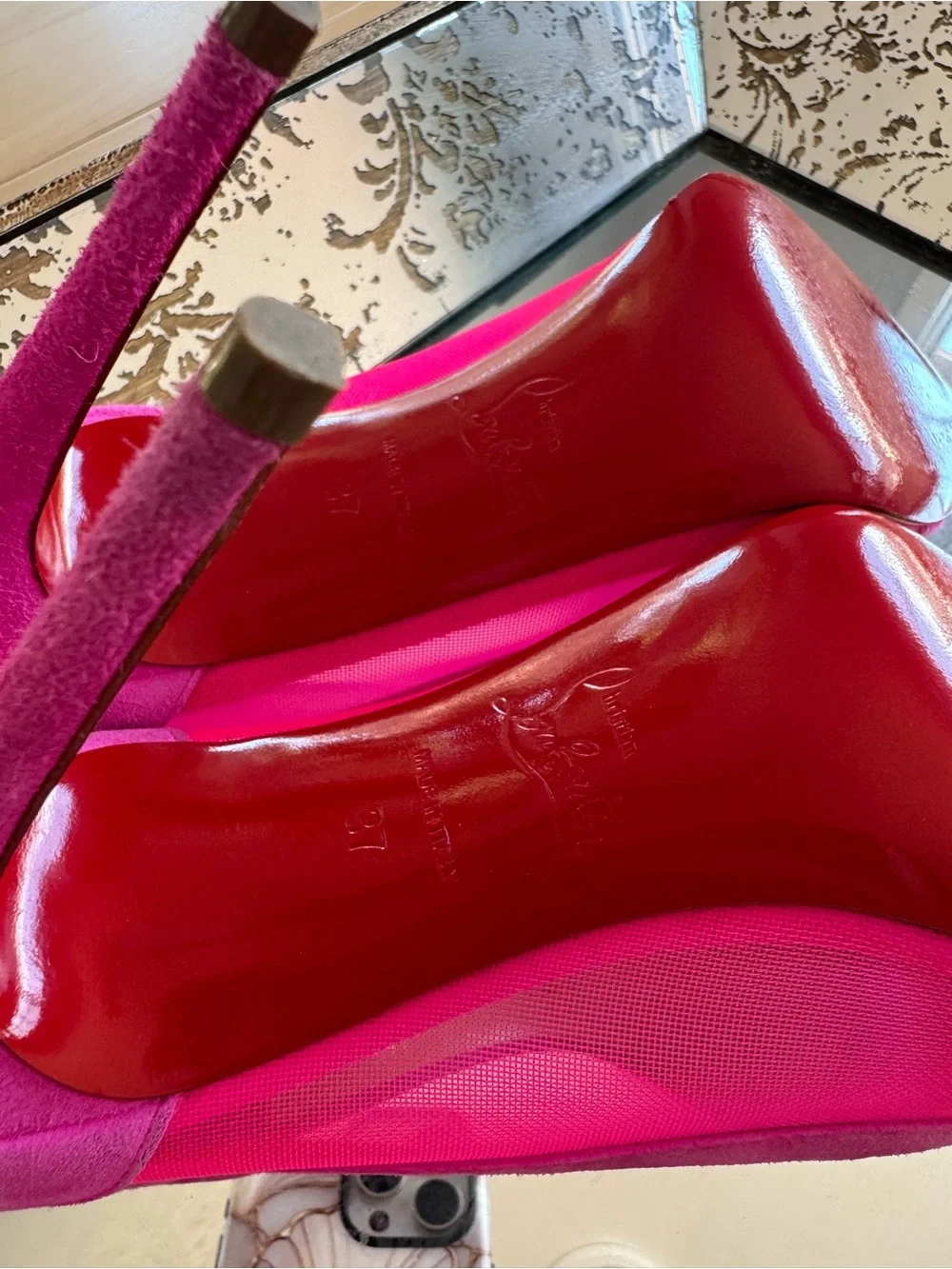 Christian Louboutin Galativi Hot Pink Women's Pointed Toe Stiletto Pumps Size 37